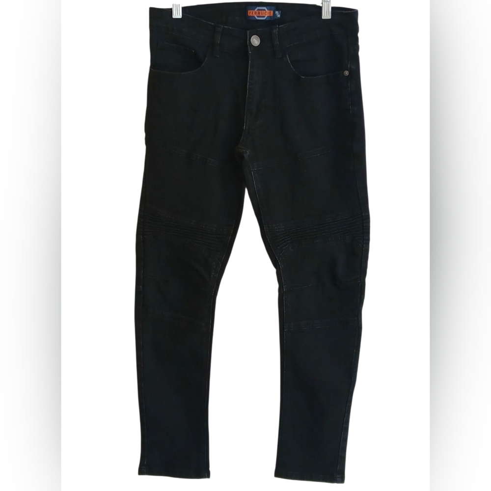 Ferruche Men's Ribbed Medium Wash Denim Skinny Jeans -Black- Size 30x30 EUC